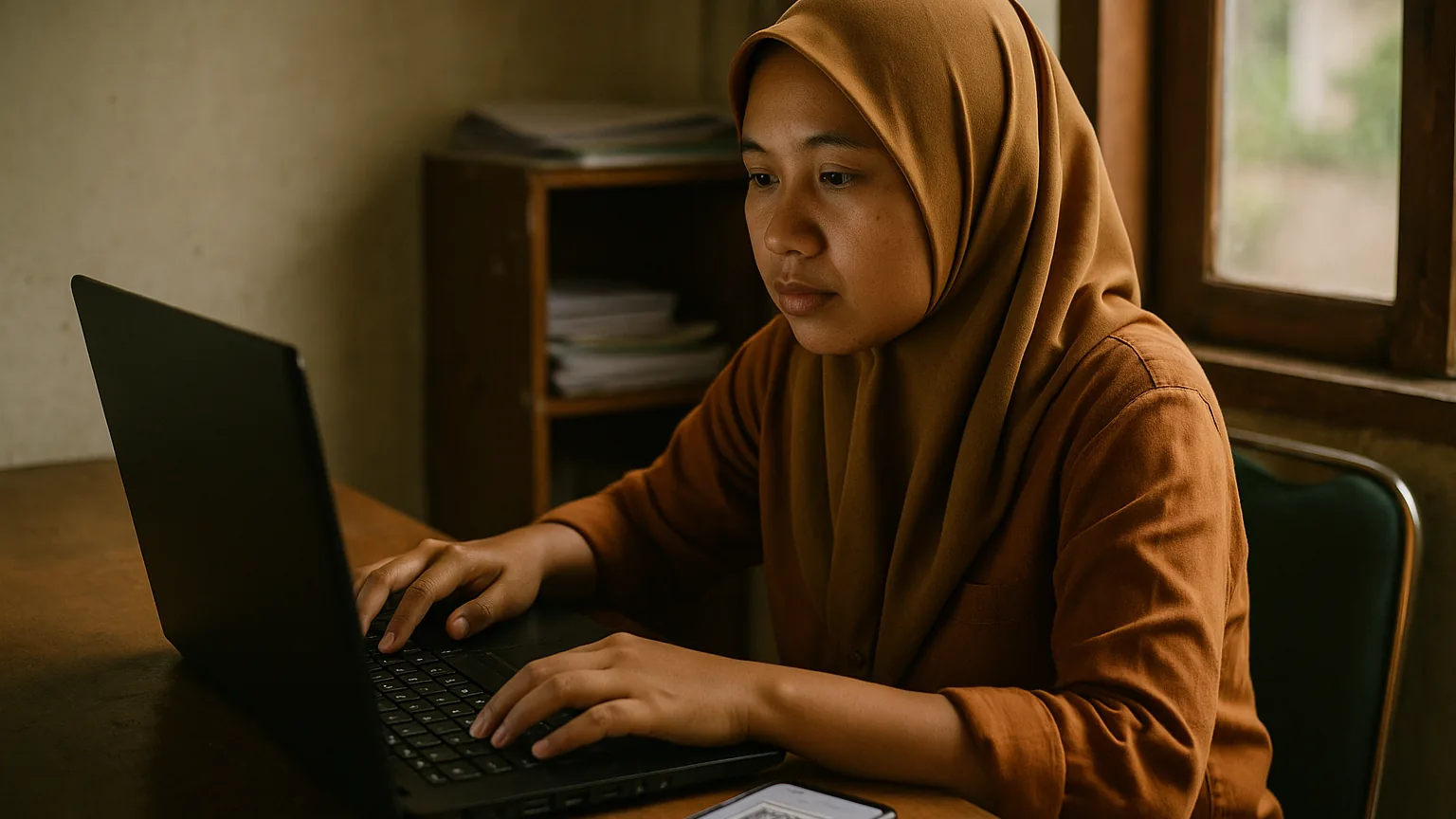 Pengurus komunitas membandingkan platform keanggotaan di laptop di ruang kerja bersama di Indonesia
