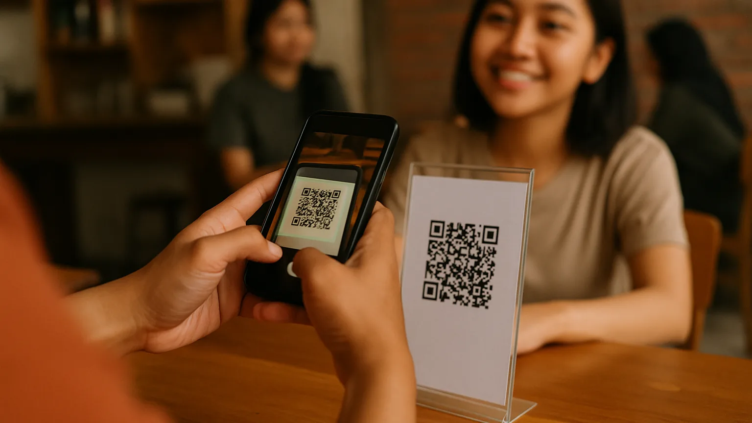 Anggota membayar iuran dengan cepat lewat ponsel dengan kode QR